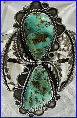 STUNNING Sterling Silver NAVAJO DOUBLE ROYSTON TURQUOISE 3L Bead CUFF BRACELET STUNNING Sterling Silver NAVAJO DOUBLE ROYSTON TURQUOISE 3L Bead CUFF BRACELET