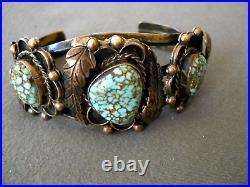 S LEE & CSC Old Native American Number 8 Turquoise Sterling Silver Bracelet 58g S LEE & CSC Old Native American Number 8 Turquoise Sterling Silver Bracelet 58g