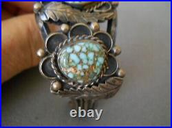 S LEE & CSC Old Native American Number 8 Turquoise Sterling Silver Bracelet 58g