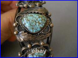 S LEE & CSC Old Native American Number 8 Turquoise Sterling Silver Bracelet 58g S LEE & CSC Old Native American Number 8 Turquoise Sterling Silver Bracelet 58g