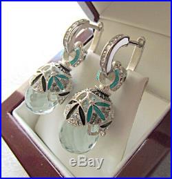 Sale! Stunning Russian Aquamarine Made Of Solid Sterling Silver 925 Earrings