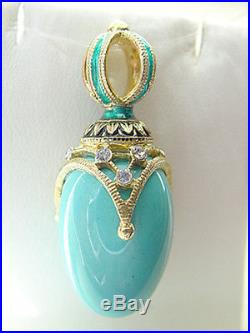Sale! Superb Russian Egg Pendant Made Of Sterling Silver 925 Genuine Turquoise