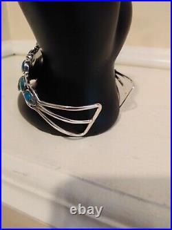 Santa Fe Mojave Sterling Silver Mix Blue Turquoise Cuff Bracelet Jewelry