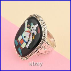 Santa Fe Style Turquoise 925 Silver Shell Ring Southwest Jewelry Size 9 Ct 1