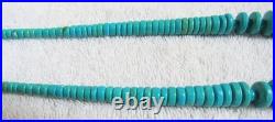 Santo Domingo Indian Turquoise Stone Disc Beads & Sterling Silver Bead Necklace Santo Domingo Indian Turquoise Stone Disc Beads & Sterling Silver Bead Necklace