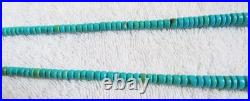 Santo Domingo Indian Turquoise Stone Disc Beads & Sterling Silver Bead Necklace Santo Domingo Indian Turquoise Stone Disc Beads & Sterling Silver Bead Necklace