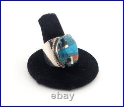 Santo Domingo Multi Stone Inlay Sterling Silver Ring Southwest Jewelry Sz 11.75