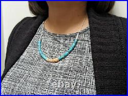 Santo Domingo Pueblo Necklace, Natural Turquoise Heishi Beads Jewelry