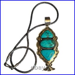 Scarce Depleted Mine Navajo Morenci Turquoise Sterling Silver Necklace
