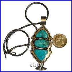 Scarce Depleted Mine Navajo Morenci Turquoise Sterling Silver Necklace
