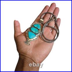 Scarce Depleted Mine Navajo Morenci Turquoise Sterling Silver Necklace