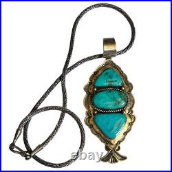 Scarce Depleted Mine Navajo Morenci Turquoise Sterling Silver Necklace