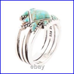Sharp Blue Turquoise and Sterling Silver Ring Sharp Blue Turquoise and Sterling Silver Ring