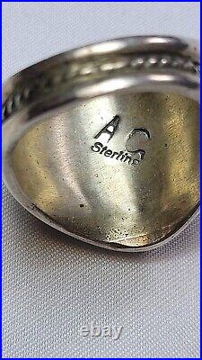 Signed AG Navajo Native American. 925 Sterling Silver Turquoise Ring Size 9