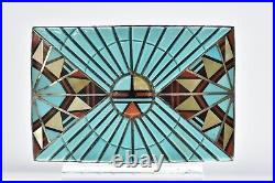 Signed ERNEST BENALLY Navajo Turquoise Masterpiece Sterling Silver Belt Buckle