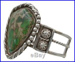 Signed Handmade Navajo Old Pawn Roystan Turquoise Sterling Silver Cuff Bracelet