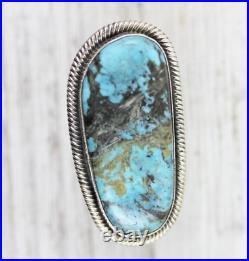 Signed Indian Native Am Turquoise Sterling Silver 925 Ring Size 7.5 Huge Stone