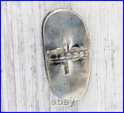 Signed Indian Native Am Turquoise Sterling Silver 925 Ring Size 7.5 Huge Stone
