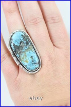Signed Indian Native Am Turquoise Sterling Silver 925 Ring Size 7.5 Huge Stone