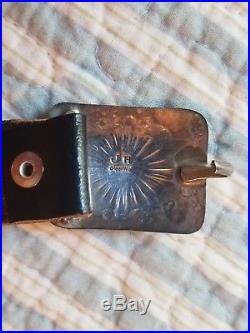 Signed JH Sterling Silver Concho Turquoise Leather Belt Navajo James Harrison