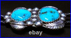 Signed Navajo sterling silver Turquoise Bolo Tie 2-1/2 height