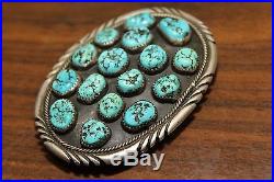 Signed R. Jackson Sterling Silver Turquoise Belt Buckle Native American Cluster