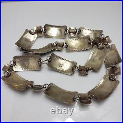 Signed SS Old Pawn Native American Sterling Silver Turquoise Coral Concho Belt