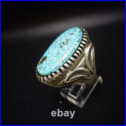 Signed Vintage NAVAJO Sterling Silver KINGMAN WATERWEB TURQUOISE RING size 12