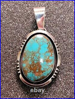 Signed Will Denetdale Navajo. 925 Sterling Silver and Turquoise Pendant