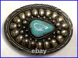 Simon Yazzie Navajo Sterling Silver & Turquoise Belt Buckle