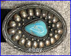 Simon Yazzie Navajo Sterling Silver & Turquoise Belt Buckle