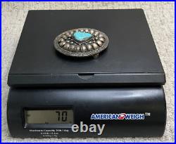 Simon Yazzie Navajo Sterling Silver & Turquoise Belt Buckle