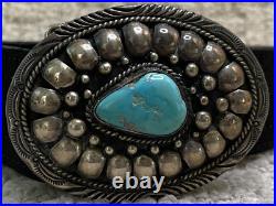 Simon Yazzie Navajo Sterling Silver & Turquoise Belt Buckle