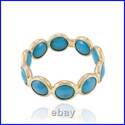 Sleeping Beauty Turquoise 18K Yellow Gold Over Anniversary Eternity Band Ring