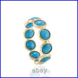 Sleeping Beauty Turquoise 18K Yellow Gold Over Anniversary Eternity Band Ring