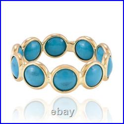 Sleeping Beauty Turquoise 18K Yellow Gold Over Anniversary Eternity Band Ring