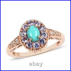 Sleeping Beauty Turquoise 925 Silver Blue Tanzanite Halo Ring Gift Size 10 Ct 2