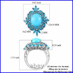 Sleeping Beauty Turquoise 925 Silver Neon Apatite Cocktail Ring Size 9 Ct 6.6