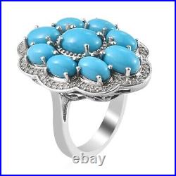 Sleeping Beauty Turquoise 925 Sterling Silver Cluster Ring Jewelry Size 10 Ct 6
