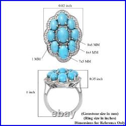 Sleeping Beauty Turquoise 925 Sterling Silver Cluster Ring Jewelry Size 10 Ct 6