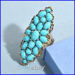 Sleeping Beauty Turquoise 925 Sterling Silver Cocktail Ring Gift Ct 8.9