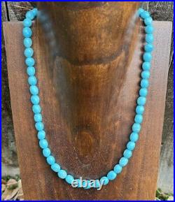 Sleeping Beauty Turquoise 925 Sterling Silver Nuggets Bead Necklace 18 inch Gift
