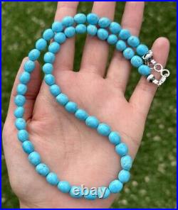 Sleeping Beauty Turquoise 925 Sterling Silver Nuggets Bead Necklace 18 inch Gift
