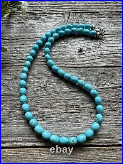 Sleeping Beauty Turquoise 925 Sterling Silver Nuggets Bead Necklace 18 inch Gift