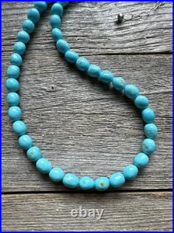 Sleeping Beauty Turquoise 925 Sterling Silver Nuggets Bead Necklace 18 inch Gift