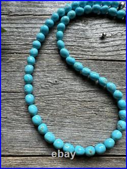 Sleeping Beauty Turquoise 925 Sterling Silver Nuggets Bead Necklace 18 inch Gift