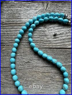 Sleeping Beauty Turquoise 925 Sterling Silver Nuggets Bead Necklace 18 inch Gift