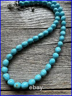 Sleeping Beauty Turquoise 925 Sterling Silver Nuggets Bead Necklace 18 inch Gift