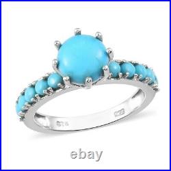 Sleeping Beauty Turquoise 925 Sterling Silver Platinum Over Ring Size 9 Ct 3.8
