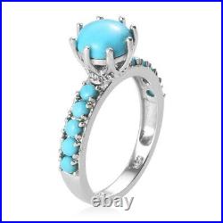 Sleeping Beauty Turquoise 925 Sterling Silver Platinum Over Ring Size 9 Ct 3.8